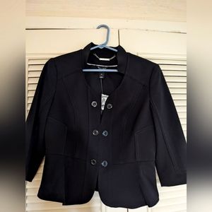 WHBM black cropped 3/4 sleeve lined jacket 8P poly/spandex nwt